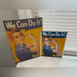 Vintage Style 'We Can Do It!' Metal/Porcelain Signs - Rosie the Riveter